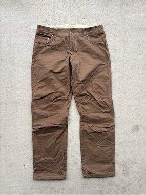 Kuhl Rydr Pants Brown Stretch Cotton Canvas Workwear Outdoor Brown Mens 36 x 30